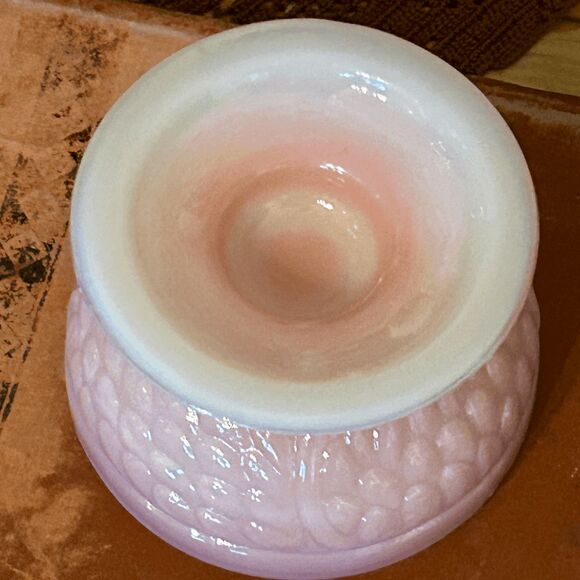 Wilkerson Glass Pink Slag Owl Fairy Lamp – Satin Art Glass Two-Piece Fairy Light - Picture 5 of 5